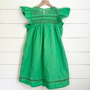 English Factory green dress with lace top front and ruffle sleeves